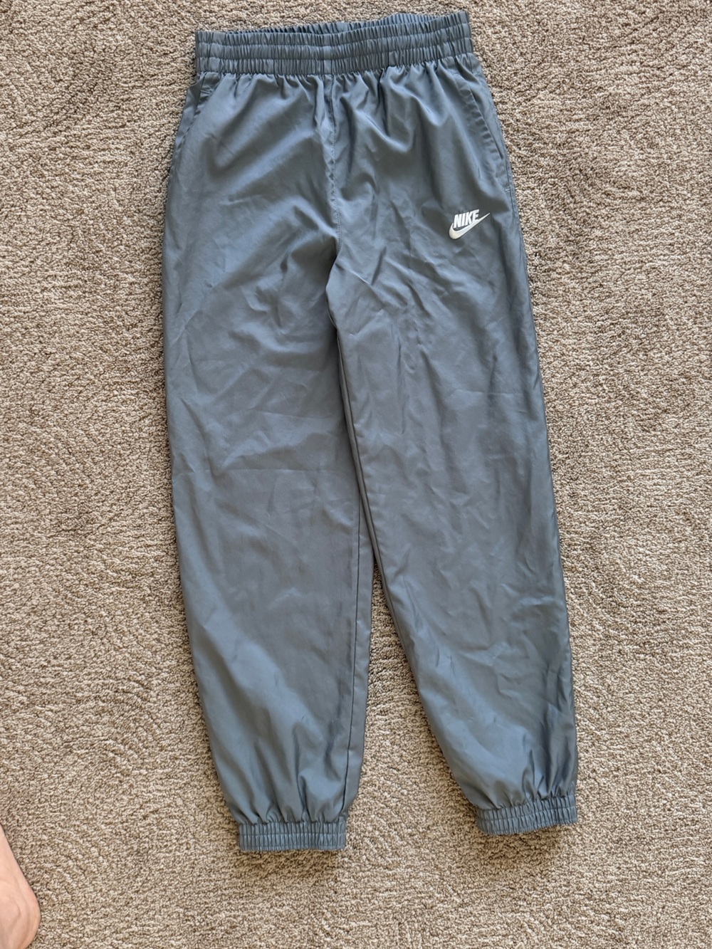 Nike Kids Gray Drawstring Joggers with Elastic Cuffs